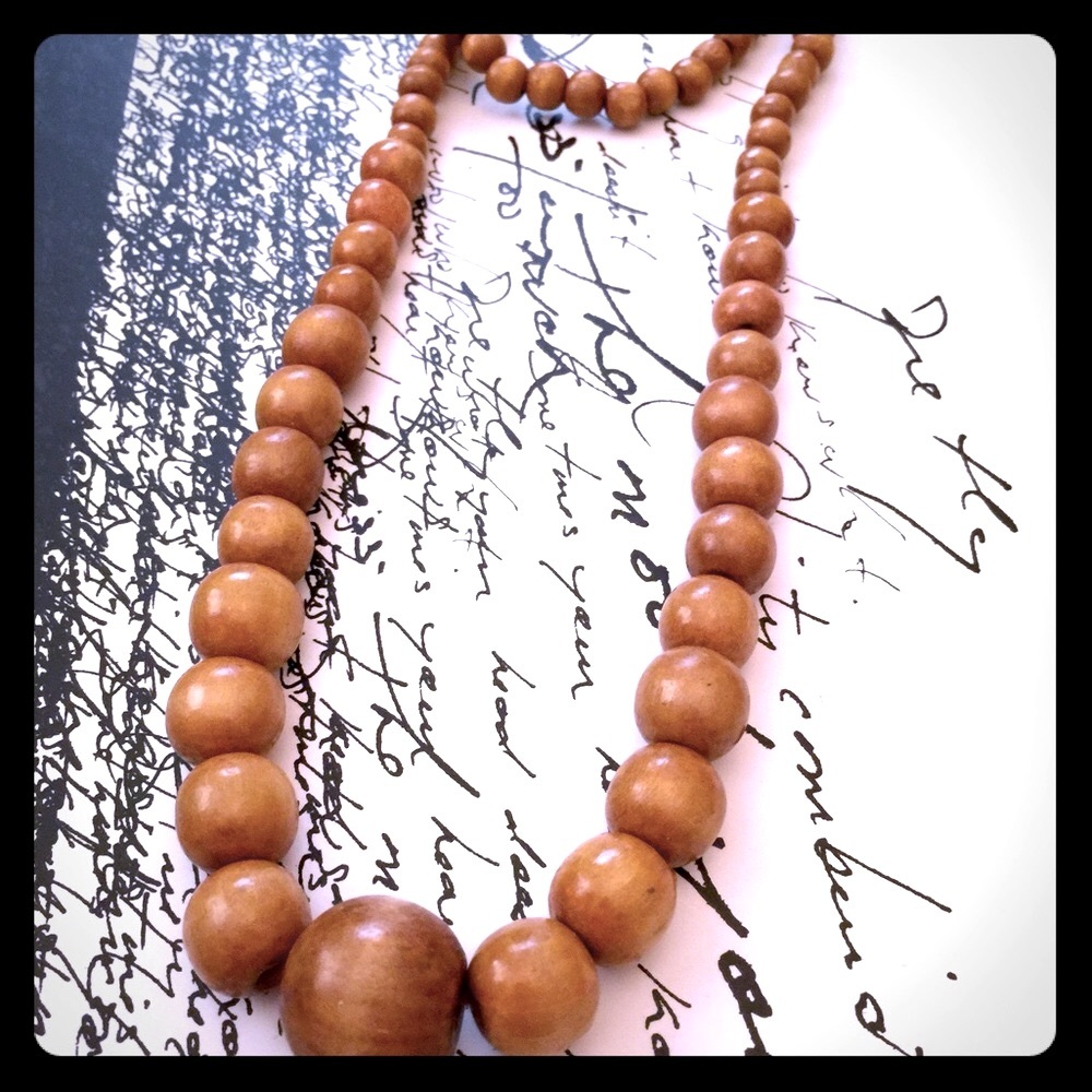 Vintage Natural wood boho necklace